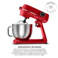 Karaca Multichef Artisan Digital Ekran Döküm 1800 W 7 lt Stand Hamur Yoğurma ve Mutfak Şefi Kırmızı