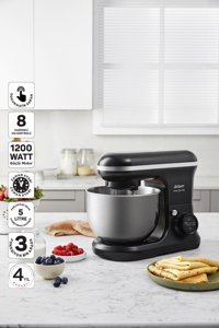 Arzum Ar1178 Crust Mix Pro Dijital Ekran Plastik 1200 W 5 lt Stand Hamur Yoğurma ve Mutfak Şefi Siyah