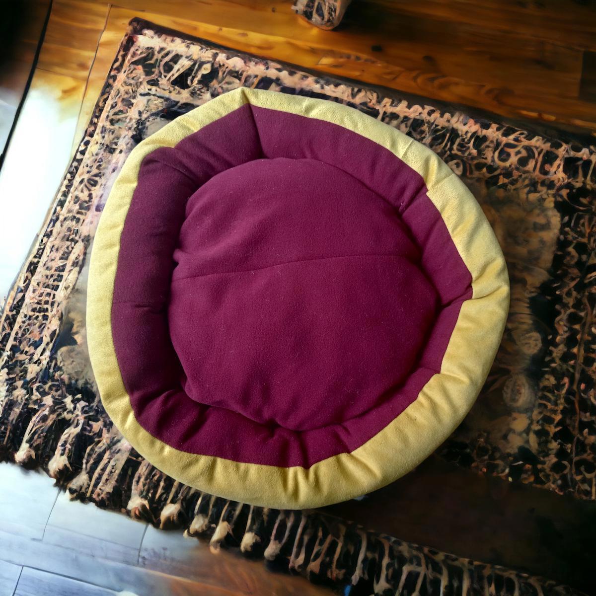 Girist Yıkanabilir Tek Fonksiyonlu 50 cm Minder Kedi Yatağı Bordo-Sarı