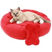 Evene Yıkanabilir Tek Fonksiyonlu 50 cm Simit Kedi Yatağı Pembe