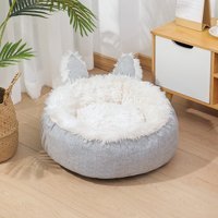 Lebeigo Kedi Kulaklı Yıkanabilir Tek Fonksiyonlu 35x35 cm Minder Kedi Yatağı Beyaz