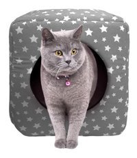 Patiderm 3 Fonksiyonlu 40x40x40 cm Mağara Kedi Yatağı Gri