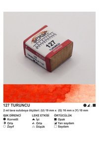 Şemse El Yapımı Sanatsal 12 Tava Turuncu Taş Sulu Boya