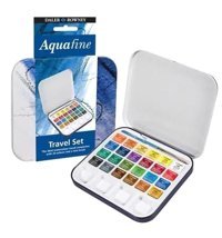 Daler Rowney Aquafine 24 Yarım Boy Metal Kutu Sulu Boya