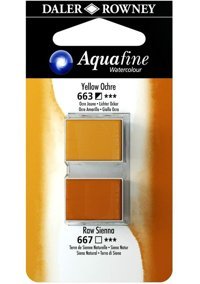 Daler Rowney Aquafine Tablet Yellow Ochre Raw Sienna Sulu Boya