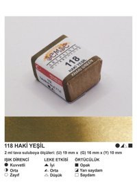 Şemse El Yapımı Sanatsal 12 Tava Haki Yeşili Taş Sulu Boya