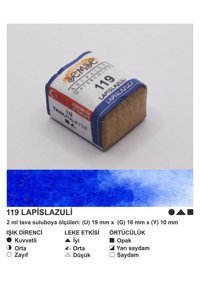 Şemse El Yapımı Sanatsal 12 Tava Lapislazuli Taş Sulu Boya