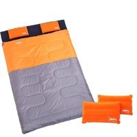 Bangyi Polyester 3 Mevsim Kamp Çift Kişilik Yetişkin Uyku Tulumu Gri-Turuncu