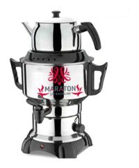 Maraton 1100 W 4.5 lt Su Kapasiteli Çelik Tek Demlikli Tek Musluklu Çelik Elektrikli Semaver İnox