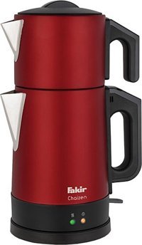 Fakir Chaizen Otomatik Çelik Demlikli 1800 W Işıklı Çelik Gövdeli Kırmızı Retro Çay Makinesi