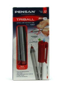Pensan Triball 1.0 mm İğne Uçlu Kırmızı 12'li Tükenmez Kalem