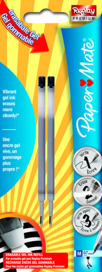 Paper Mate Replay Premium 0.7 mm Silinebilir Siyah 2'li Tükenmez Kalem