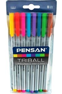 Pensan Tribal 8 Renkli 1.0 mm Çok Renkli 8'li Tükenmez Kalem Seti