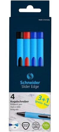 Schneider Slider Edge Xb Plastik 3 Renkli Çok Renkli 4'lü Tükenmez Kalem