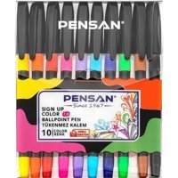 Pensan Sign Up 10 Renkli 1 mm 10'lu Tükenmez Kalem Seti