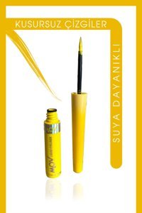 Mov Suya Dayanıklı Parlak Neon Sarı İnce Uçlu Fırça Sıvı Eyeliner