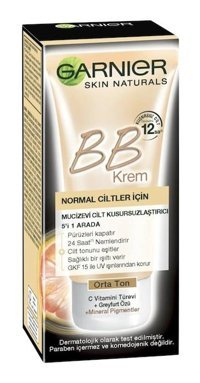 Garnier 5'i 1 Arada Normal Ciltler İçin Su Bazlı Sivilce Yapmayan BB Krem Orta Ton