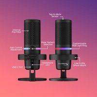Hyperx Profesyonel Condenser Type C Kablolu Yayıncı USB RGB Oyuncu Masaüstü Mikrofonu Siyah