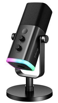 Fifine AM8 XLR Kablolu Yayıncı USB RGB Oyuncu Masaüstü Mikrofonu Siyah