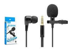 Kubite 3.5 mm Kablolu Yayıncı Yaka Mikrofonu Siyah