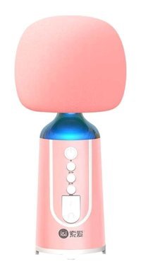 Soaiy MC11 Condenser AUX Kablosuz Bluetooth USB El Mikrofonu Pembe