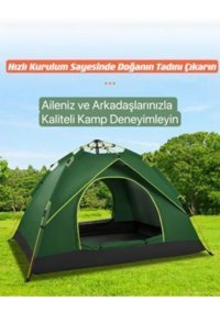 Shufa 4 Kişilik Otomatik Yazlık Çift Tenteli Kamp Çadırı Haki