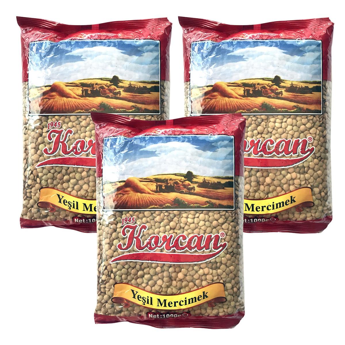 Korcan Yeşil Mercimek 3x1 kg