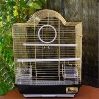 Qh Pet Cage Çatılı Dikdörtgen Pirinç Muhabbet Kuşu Kafesi Kahverengi