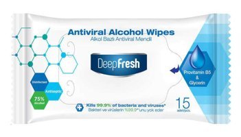 Deep Fresh Alkollü Antiviral 15 Yaprak Islak Mendil