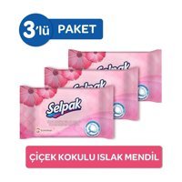 Selpak Çiçek Kokulu 10 Yaprak 3'lü Paket Islak Mendil