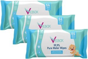 Vebox Pure Water Wipes Yenidoğan 64 Yaprak 3'lü Paket Islak Bebek Havlusu