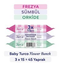 Baby Turco Flower Bunch 15 Yaprak 3'lü Paket Islak Mendil