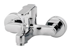 Creavit Vega VG2840 Pirinç Çift Delikli Aç Kapa Yarı Ankastre Kare Banyo Bataryası Gümüş