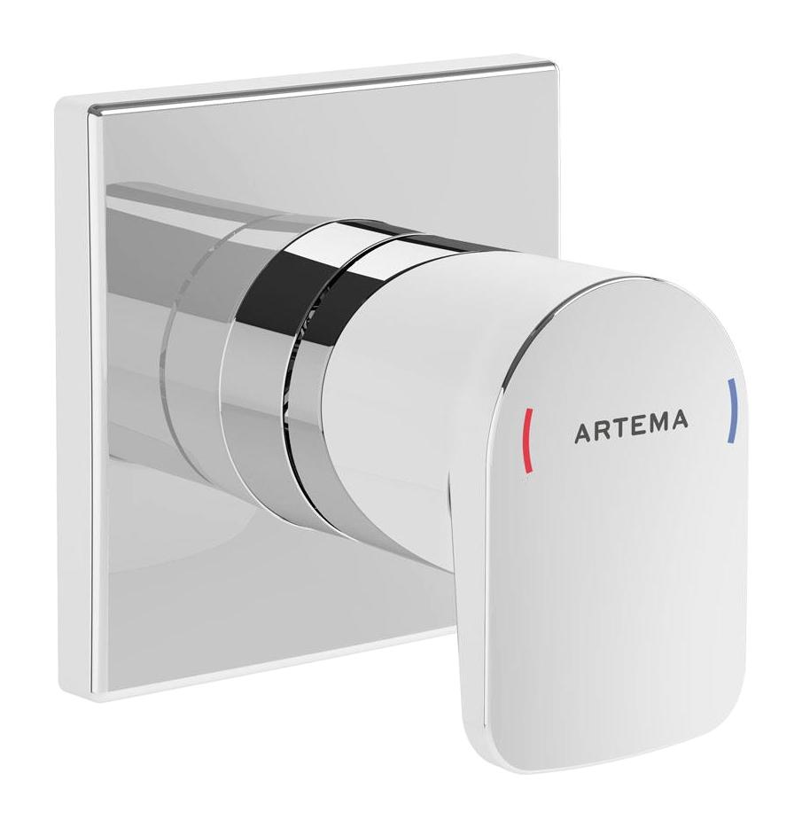 Artema Root Square A42729 Paslanmaz Çelik Aç Kapa Ankastre Kare Banyo Bataryası Gümüş