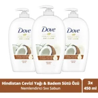 Dove Hindistan Cevizi Yağı-Badem Sütü Özü Nemlendiricili Köpük Sıvı Sabun 450 ml 3'lü