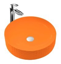 Paluci Paula Tekli 44 cm Porselen Yuvarlak Lavabo Turuncu
