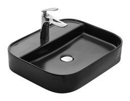 Paluci Anka Tekli 55 cm Porselen Dikdörtgen Lavabo Mat Siyah
