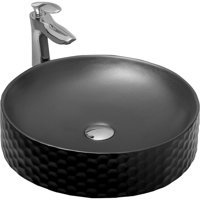 Paluci Paula Tekli 44 cm Porselen Yuvarlak Lavabo Mat Siyah