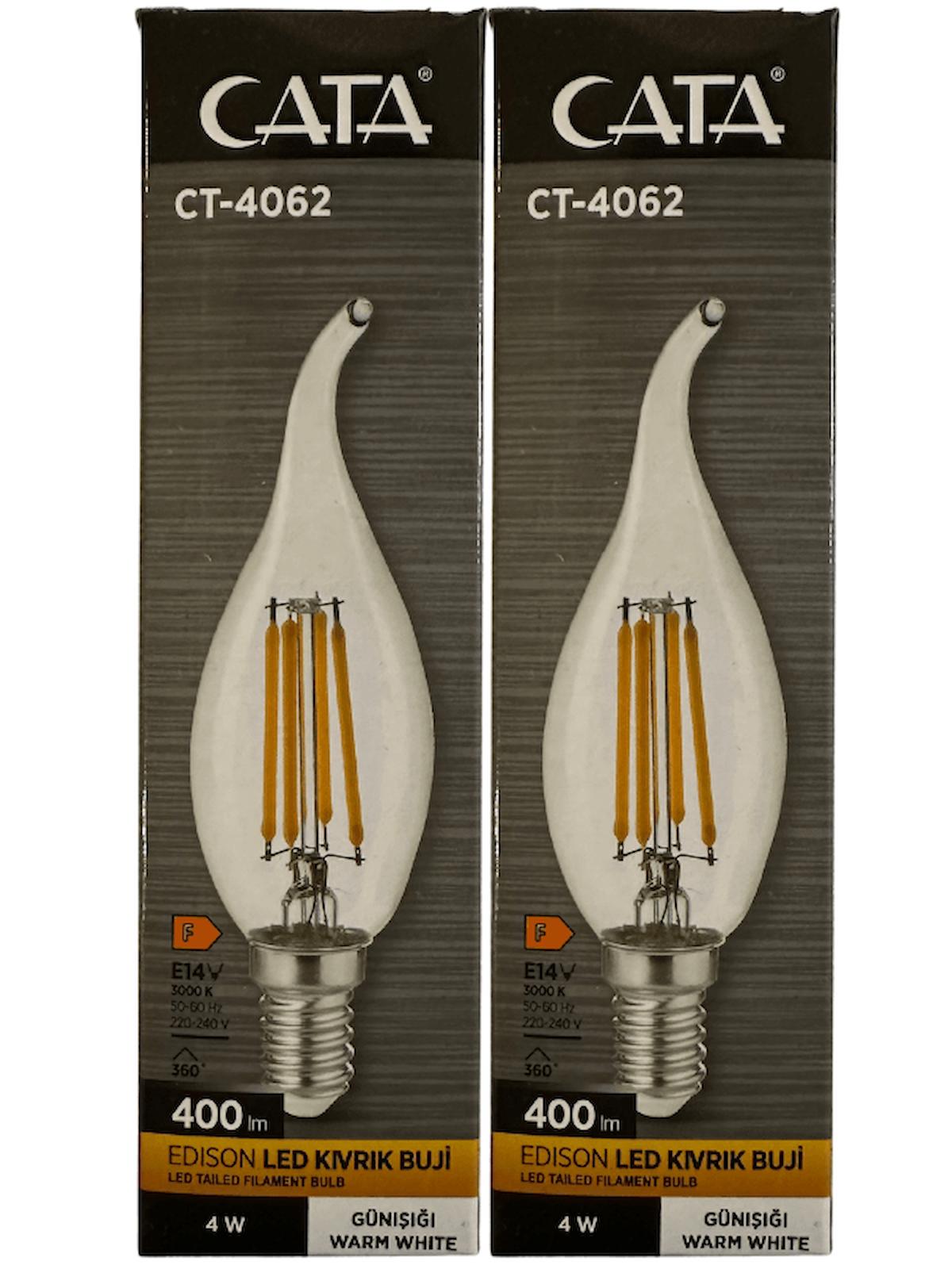 Cata CT-4062 4 W Tasarruflu Sarı E14 Buji Led Ampul 2 Adet