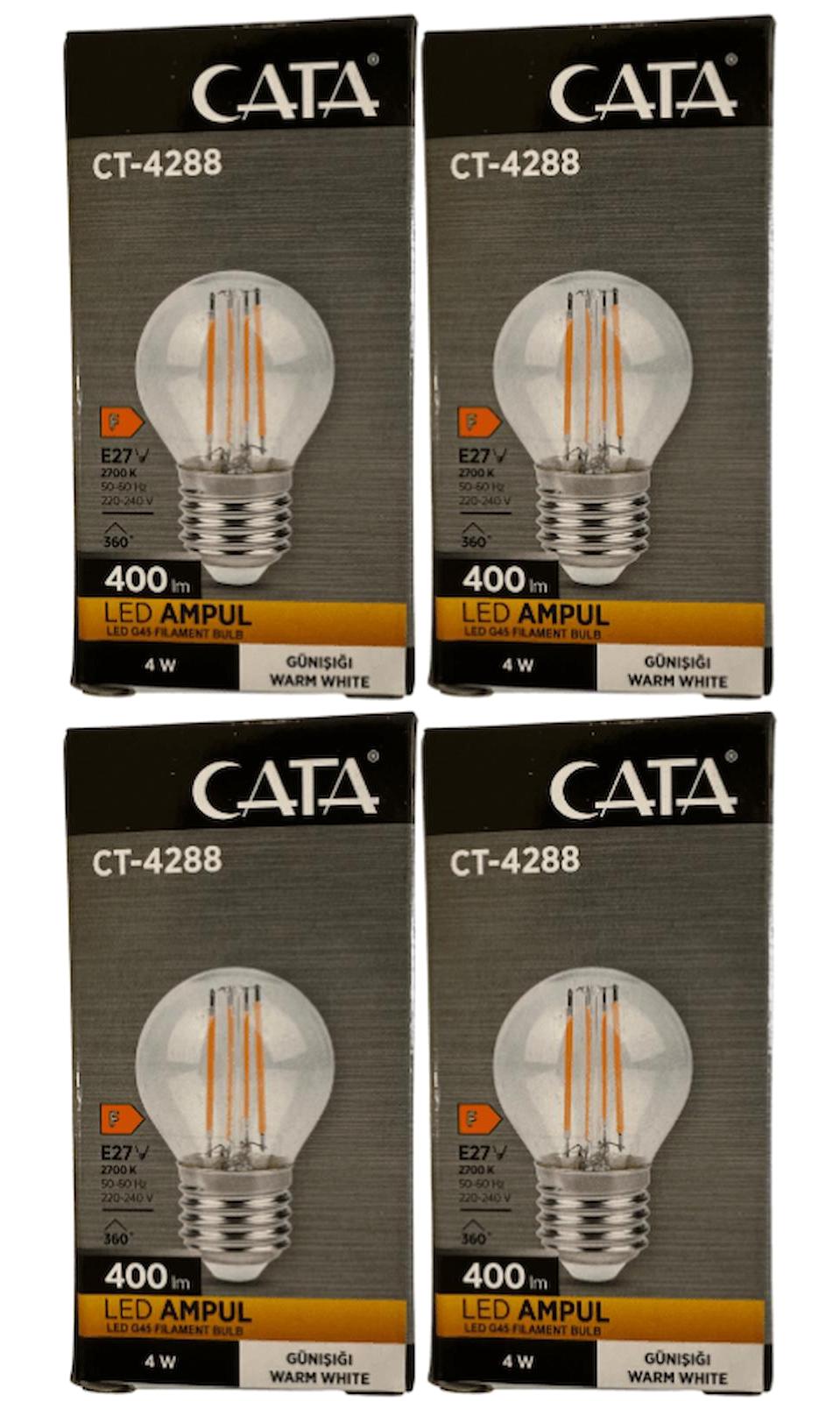 Cata CT-4288 4 W Tasarruflu Sarı E27 Armut Led Ampul 4 Adet