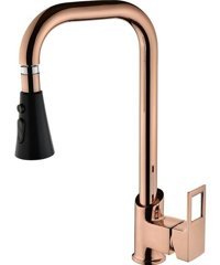 Vilas Karya Spiralli Kuğu Çift Girişli Aç Kapa Eviye Bataryası Rose Gold
