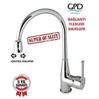 Gpd MTE55 Kuğu Çift Girişli Aç Kapa Eviye Bataryası Gümüş