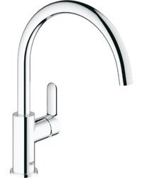 Grohe Start Edge-31369000 Kuğu Çift Girişli Aç Kapa Eviye Bataryası Gümüş