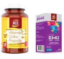 Ncs Vitamin C D Çinko Propolis - Vitamin D3 K2 Aromasız Yetişkin Vitamin 120 Tablet
