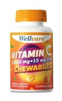 Wellcare Vitamin C Çinko Mandalina Yetişkin Vitamin 30 Tablet