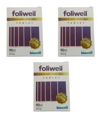 Foliwell Folik Asit İyot Aromasız Yetişkin Vitamin 3x90 Tablet