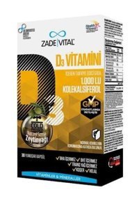 Zade Vital Vitamin D3 Kolekalsiferol Zeytinyağı Yetişkin Vitamin 30 Kapsül