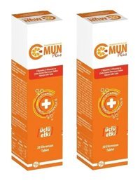 C Mun Plus Üçlü Etki Takviye Edici Gıda Portakallı Yetişkin Vitamin 20 Tablet