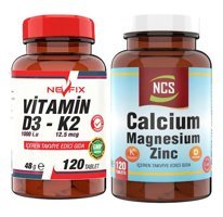 Ncs Vitamin D3 + K2 - Calsium Magnezium Zinc Aromasız Yetişkin Vitamin 2x120 Tablet