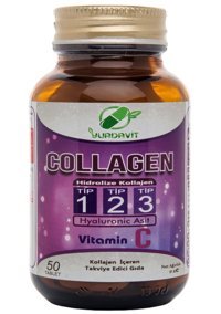 Collagen Type 1-2-3 Hyaluronic Acid Vitamin C Aromasız Yetişkin Vitamin 50 Tablet
